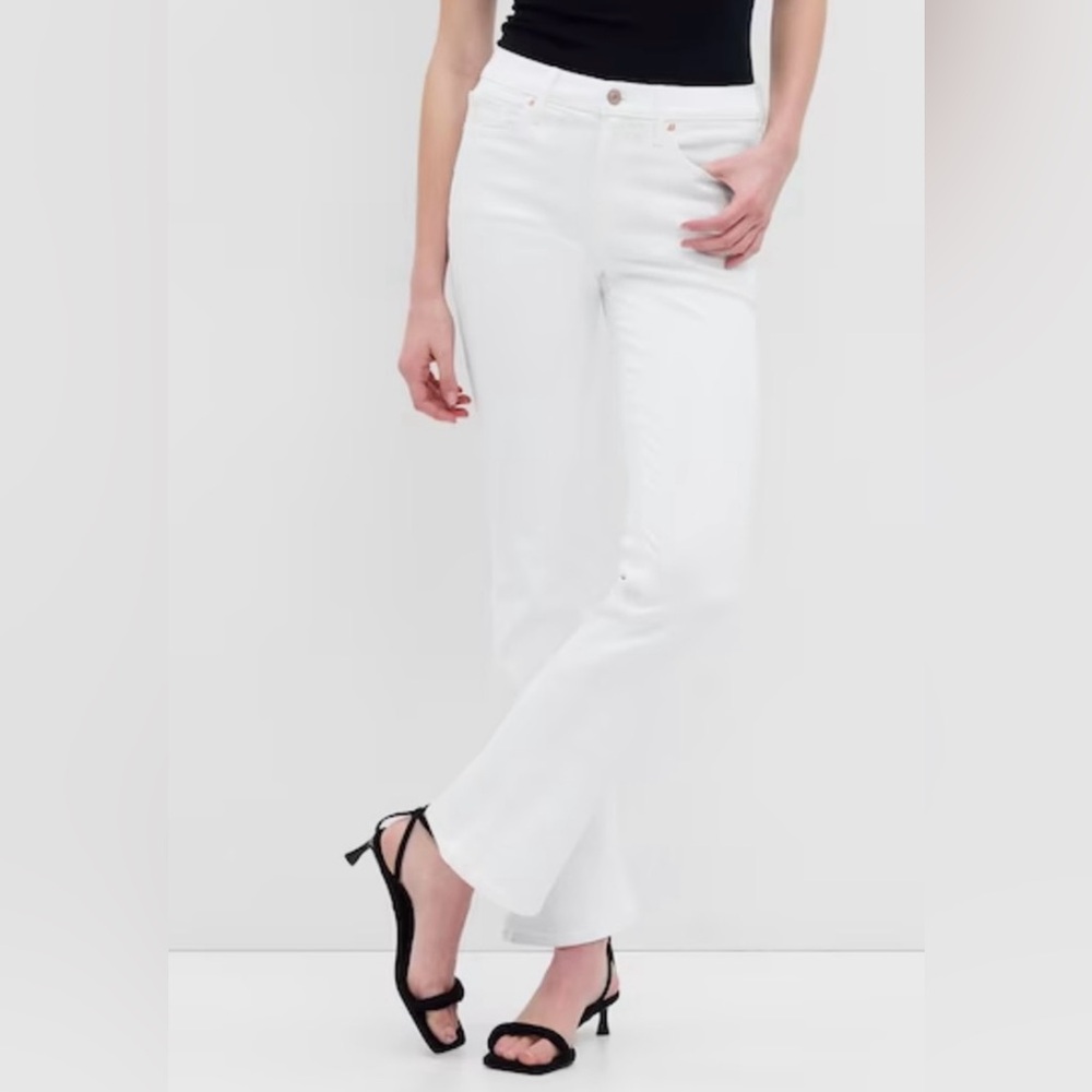 Gap baby boot mid rise jeans win white womens sz 28 / 6 petite BNWT